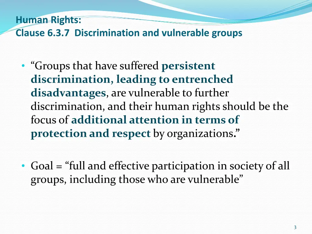 human rights clause 6 3 7 discrimination