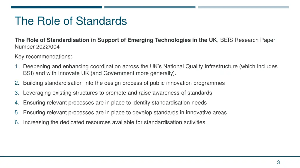 the role of standards