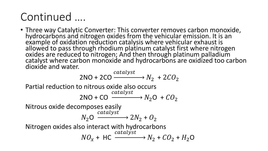 continued three way catalytic converter this