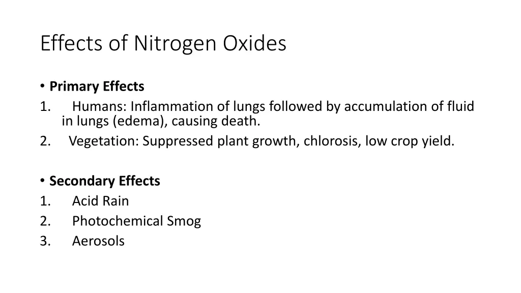 effects of nitrogen oxides