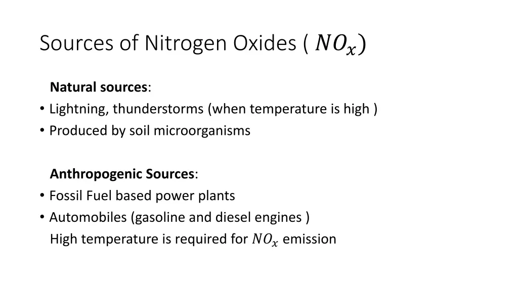 sources of nitrogen oxides