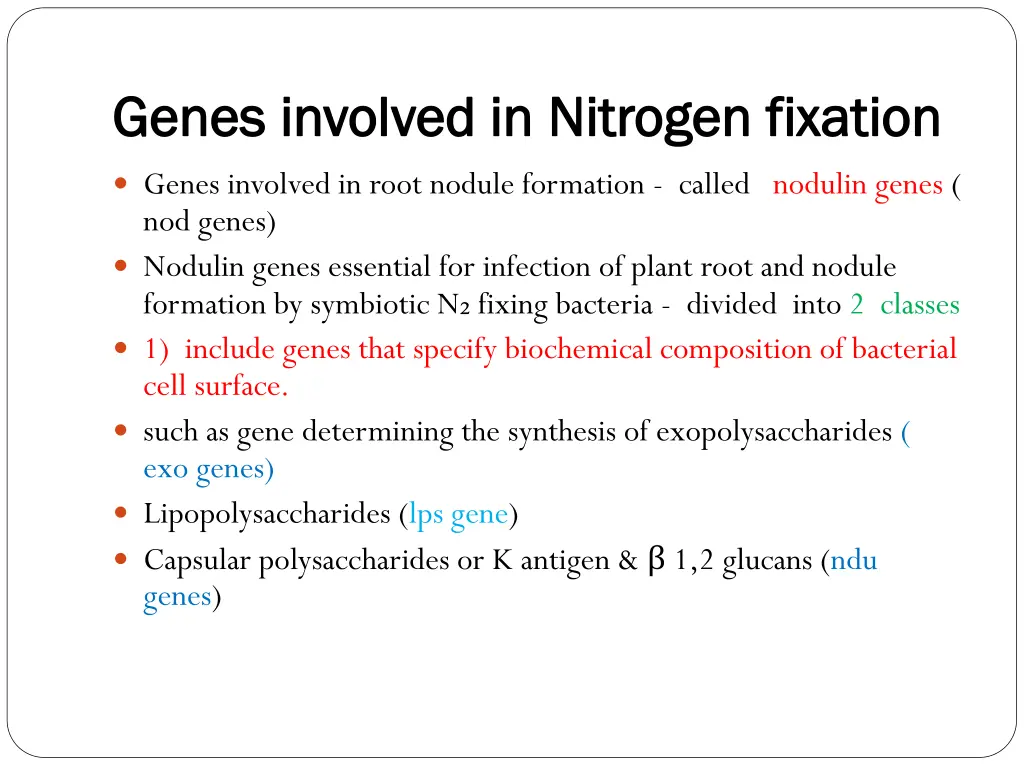 genes involved in nitrogen fixation genes
