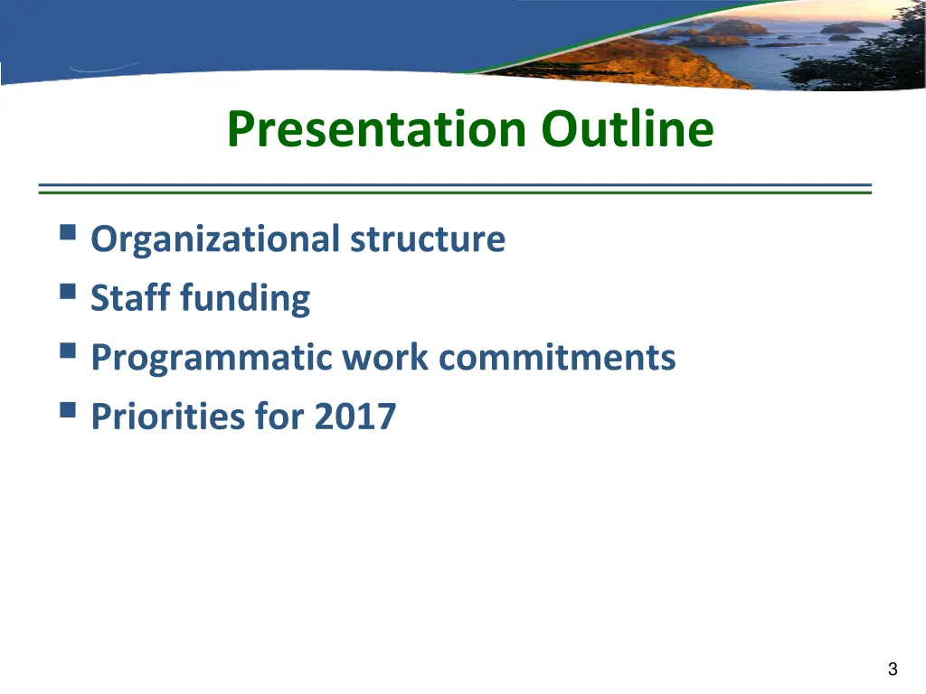 presentation outline