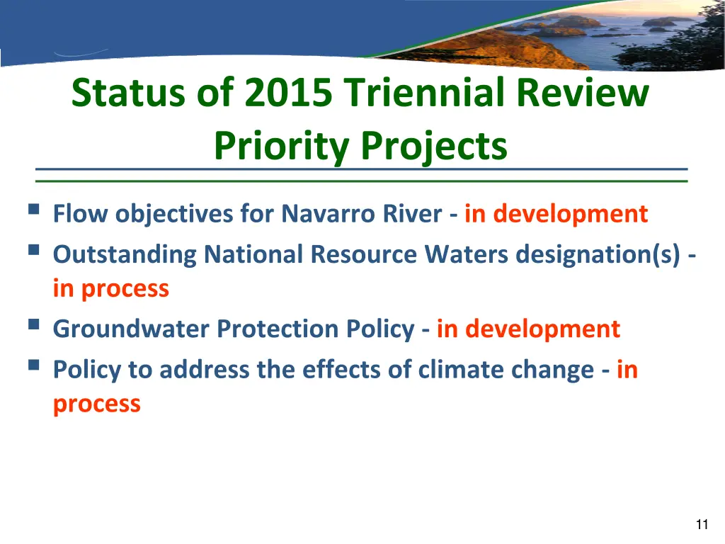 status of 2015 triennial review priority projects 1