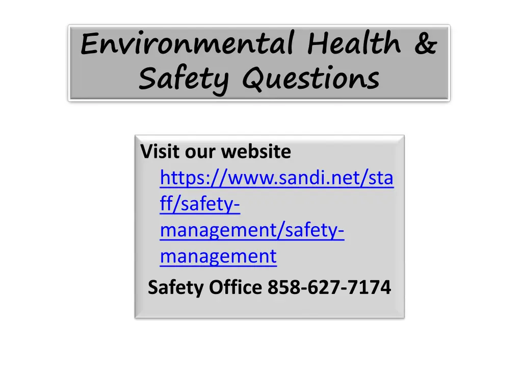 environmental health safety questions