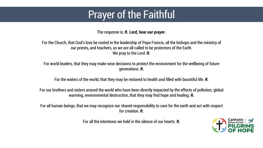prayer of the faithful