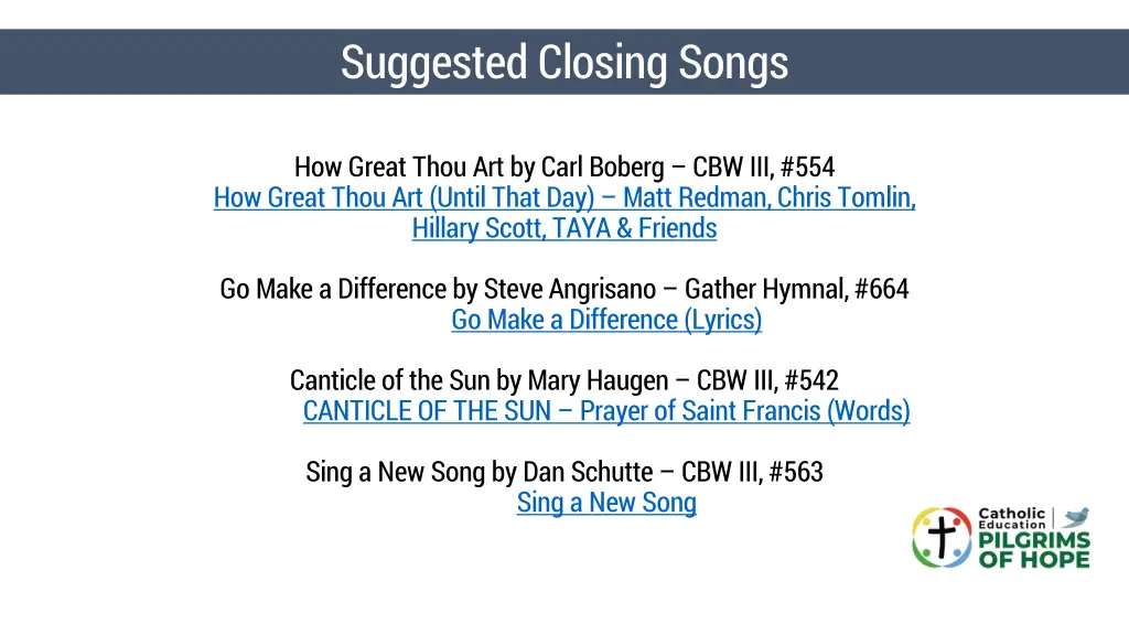 suggested closing songs