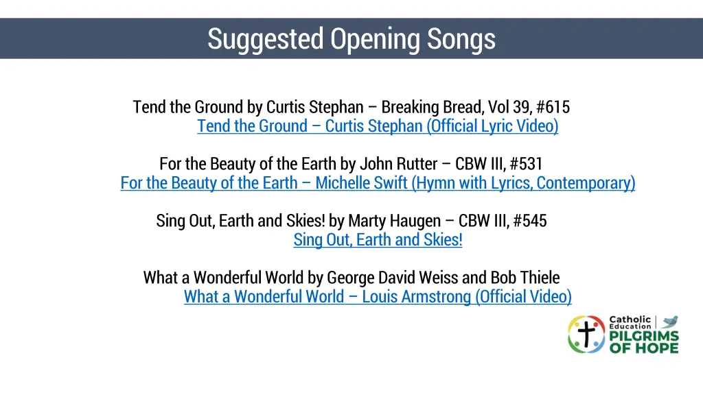 suggested opening songs