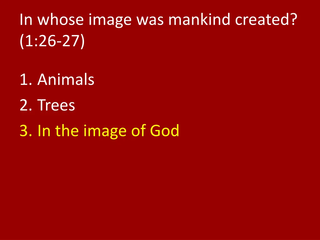 in whose image was mankind created 1 26 27 1