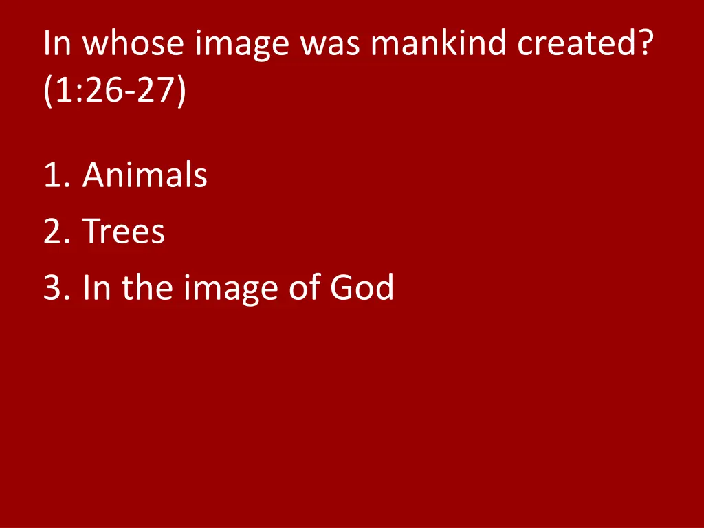in whose image was mankind created 1 26 27