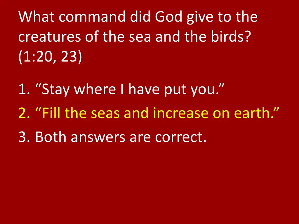 what command did god give to the creatures 1