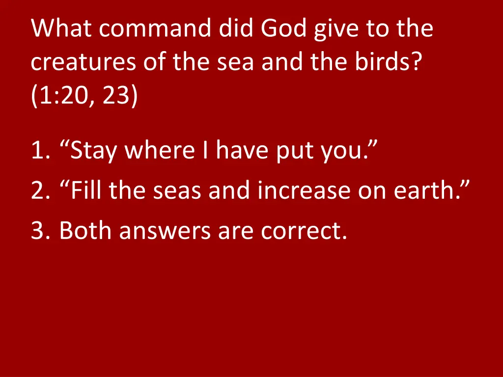 what command did god give to the creatures