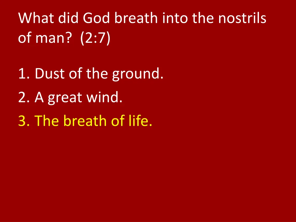 what did god breath into the nostrils of man 2 7 1