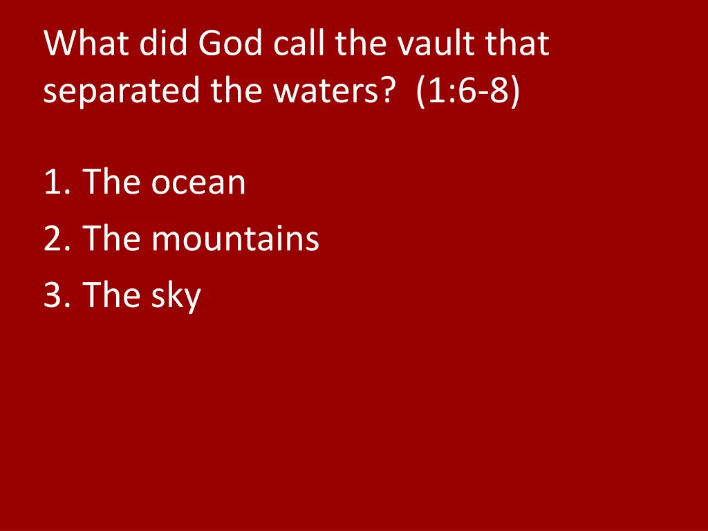what did god call the vault that separated