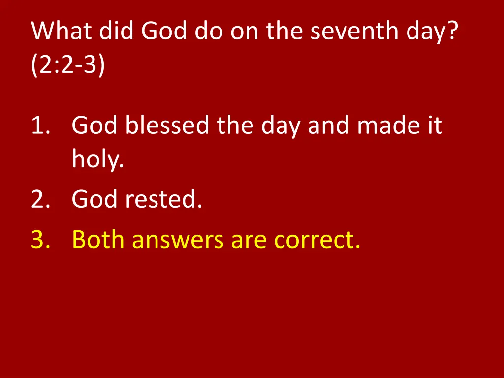 what did god do on the seventh day 2 2 3 1