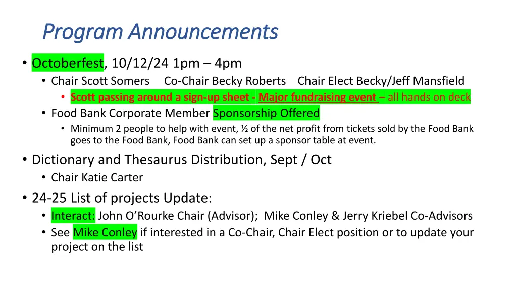 program announcements program announcements 1
