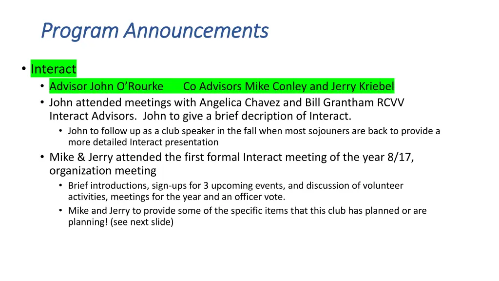 program announcements program announcements 2