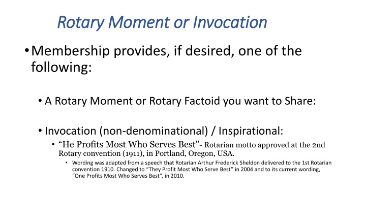 rotary moment or invocation rotary moment