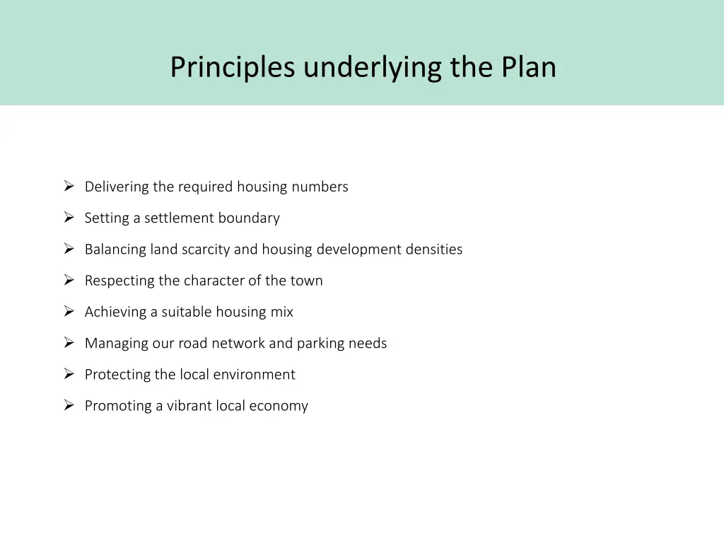 principles underlying the plan