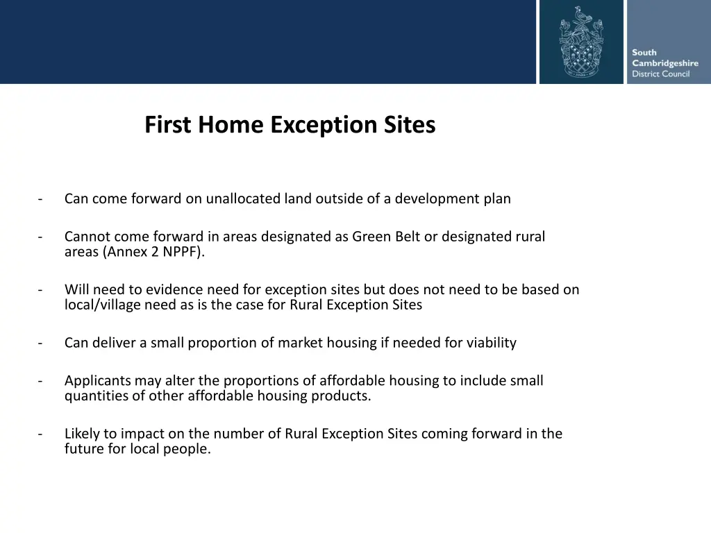 first home exception sites