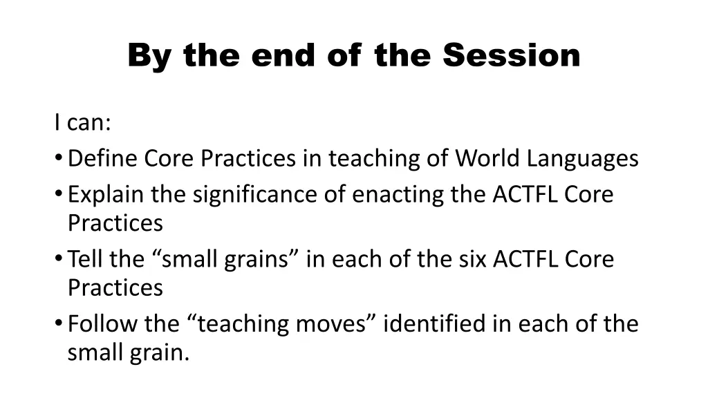 by the end of the session