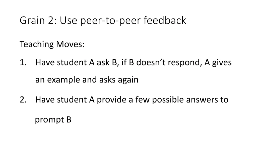 grain 2 use peer to peer feedback