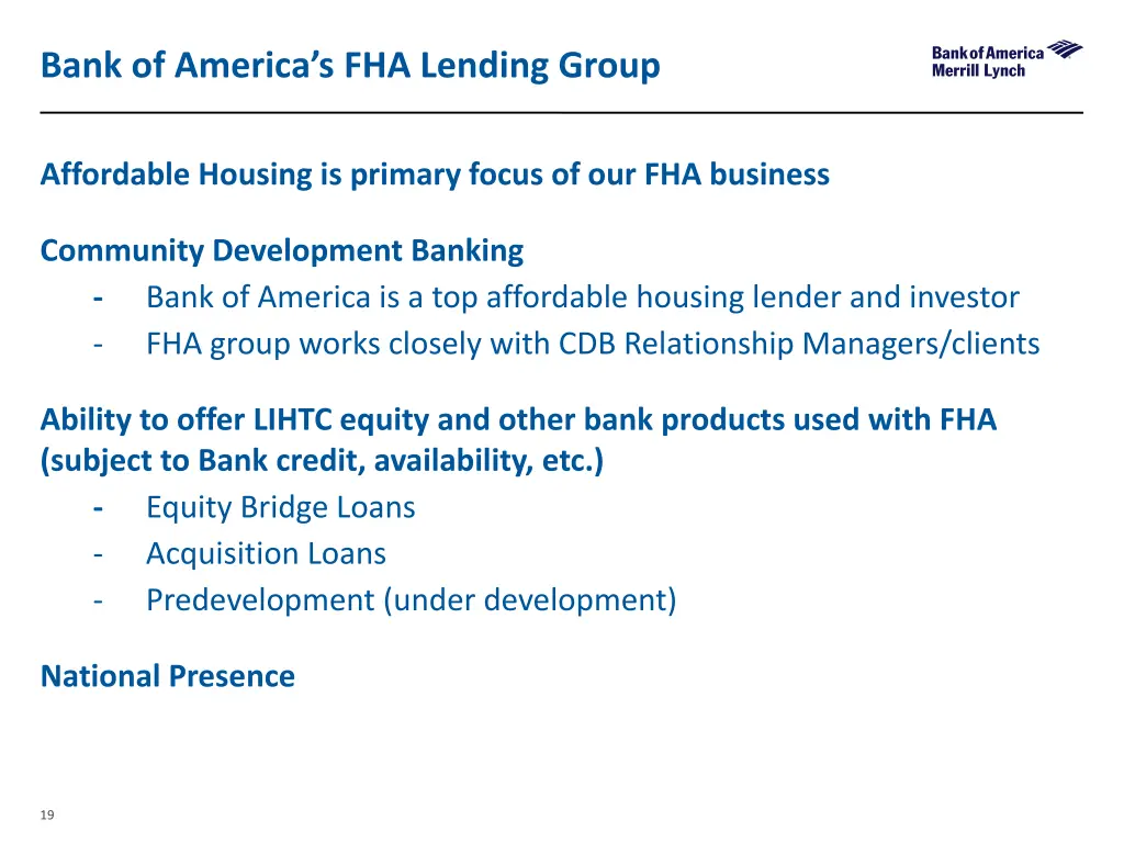 bank of america s fha lending group