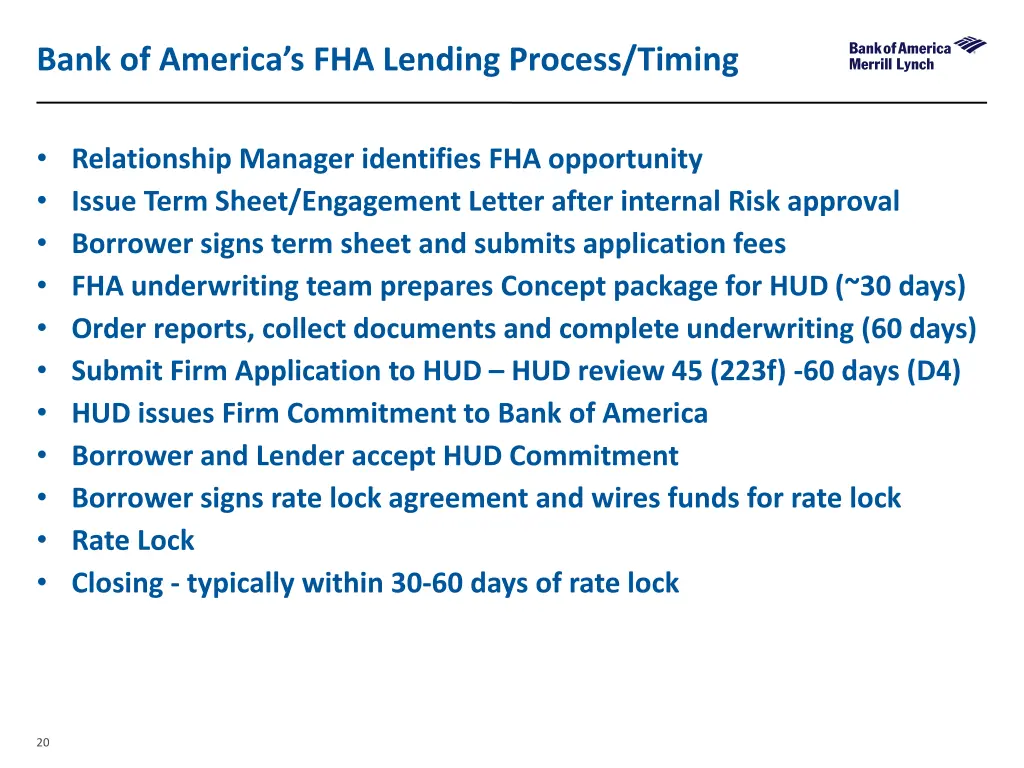bank of america s fha lending process timing