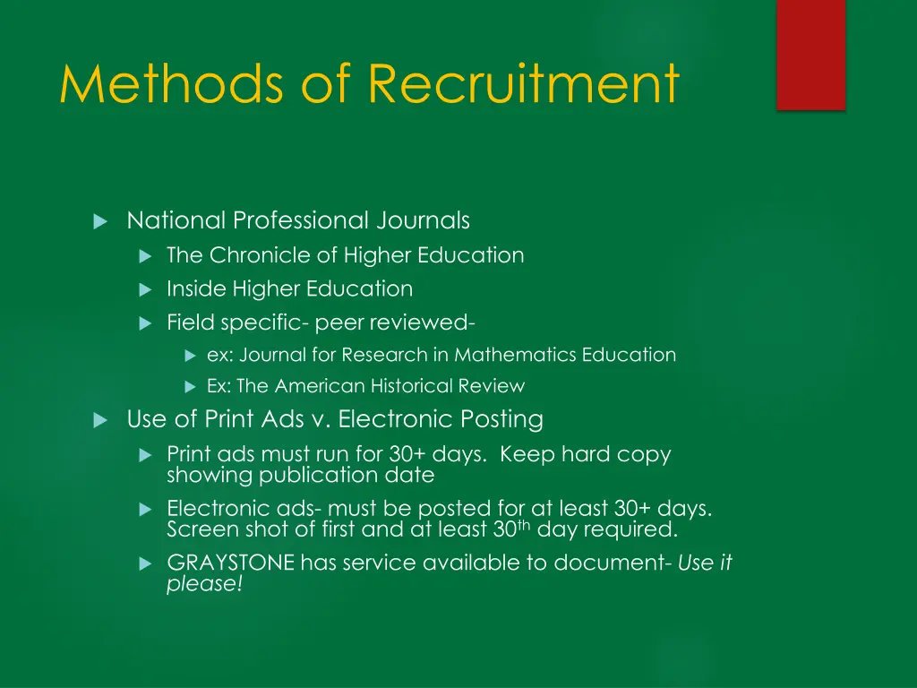 methods of recruitment