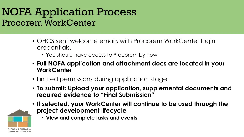 nofa application process procorem workcenter