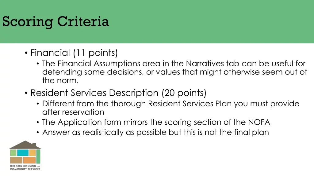 scoring criteria