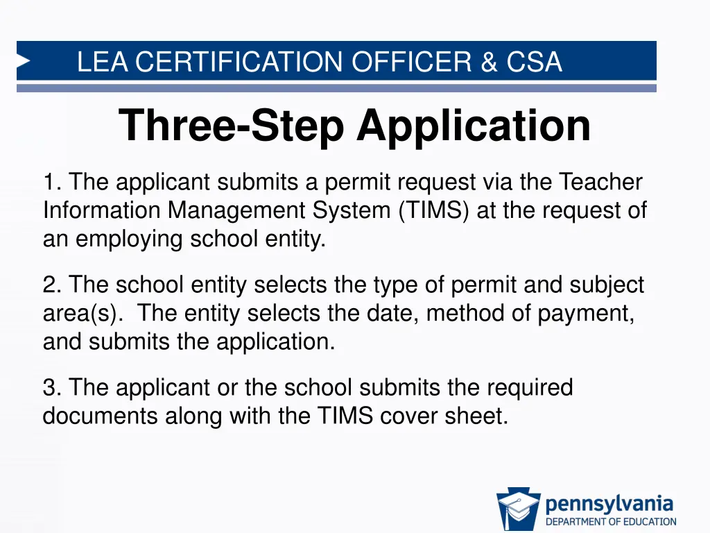 lea certification officer csa three step