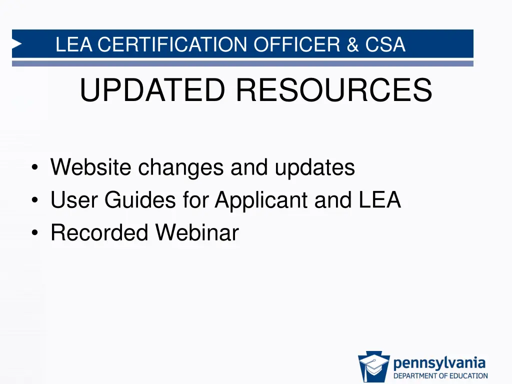 lea certification officer csa updated resources