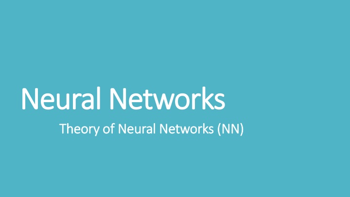 neural networks neural networks theory of neural