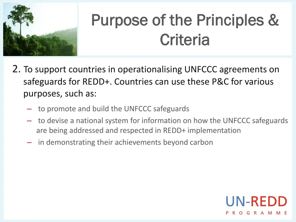 purpose of the principles purpose 1