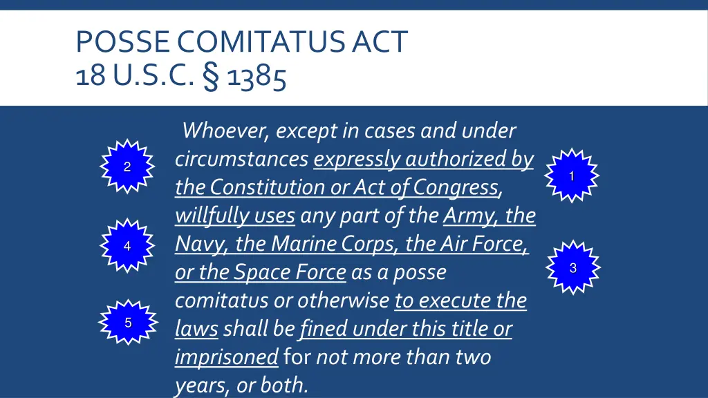 posse comitatus act 18 u s c 1385