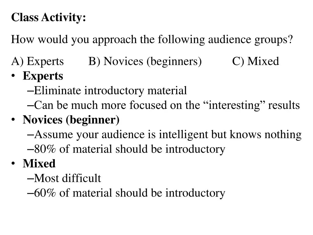 class activity