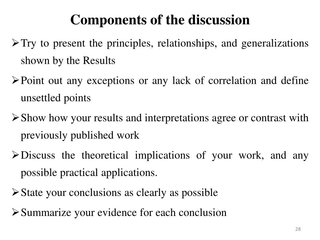 components of the discussion