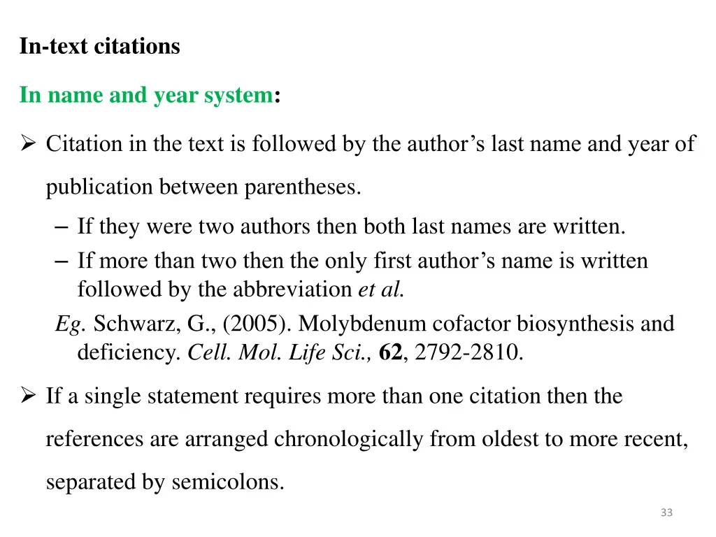 in text citations