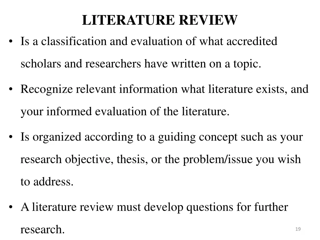 literature review is a classification
