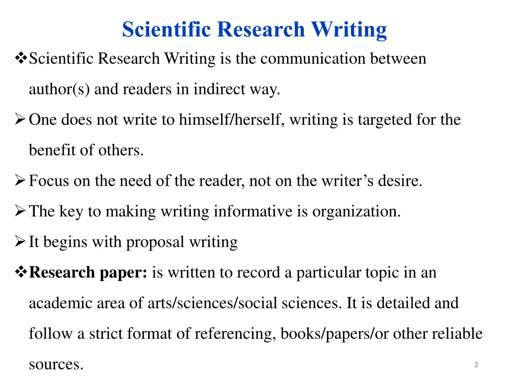 scientific research writing scientific research