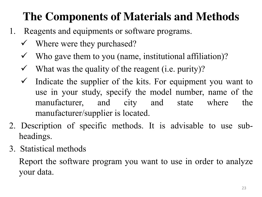 the components of materials and methods reagents