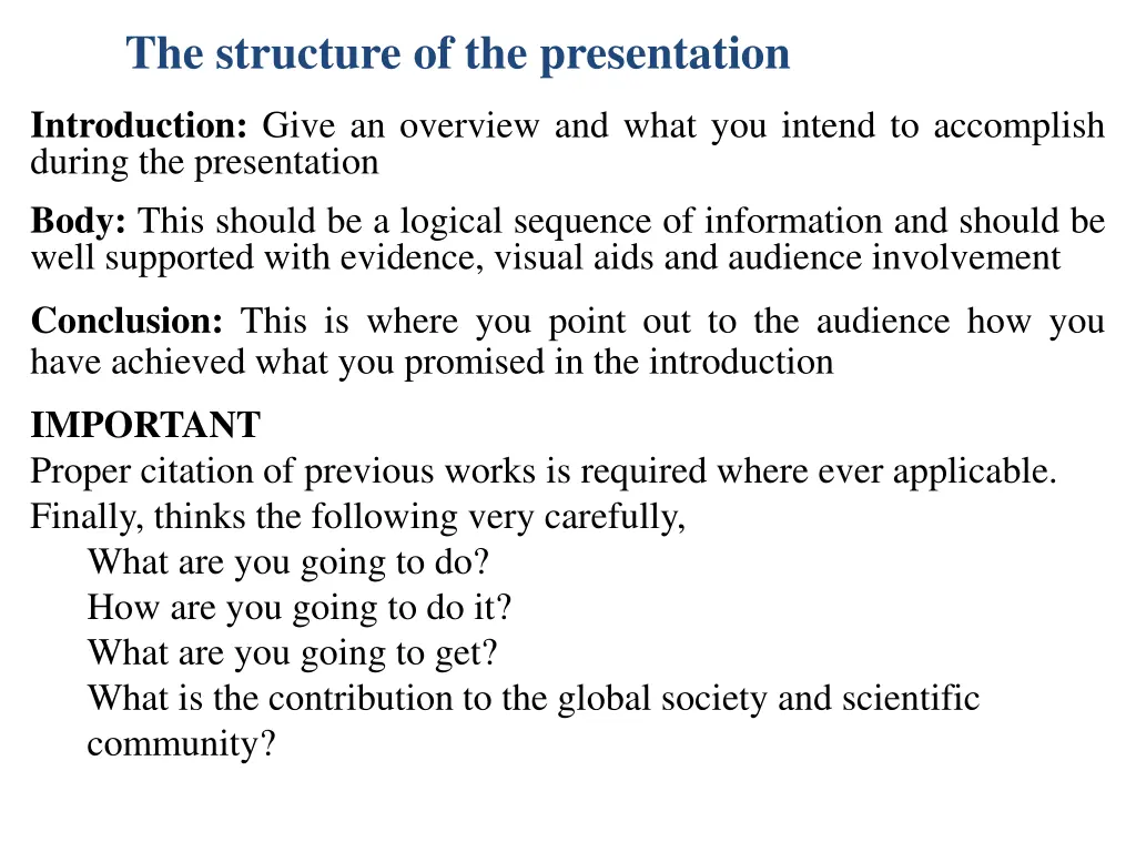 the structure of the presentation 1