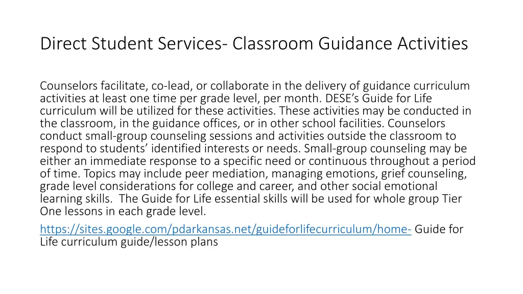 direct student services classroom guidance