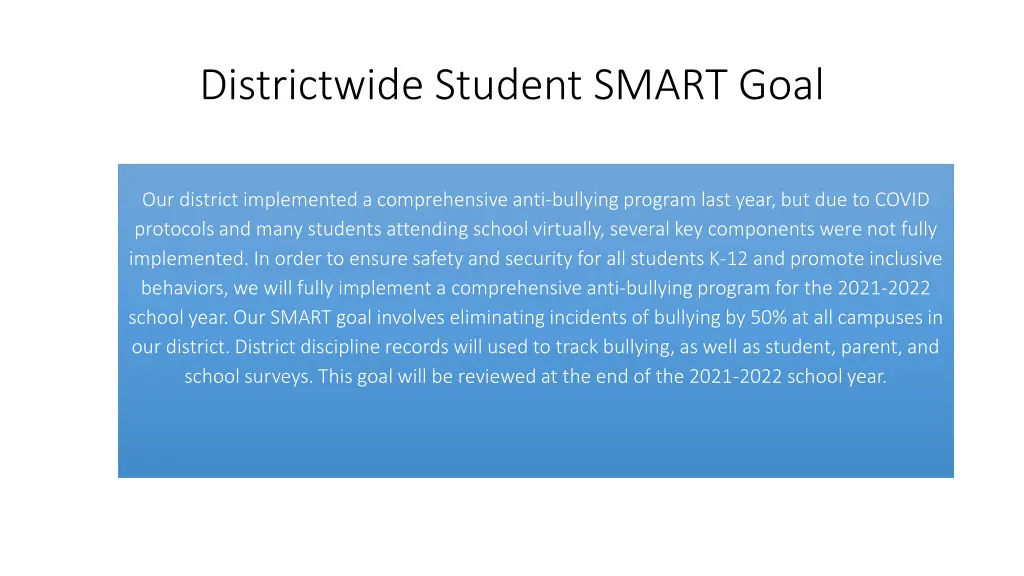 districtwide student smart goal