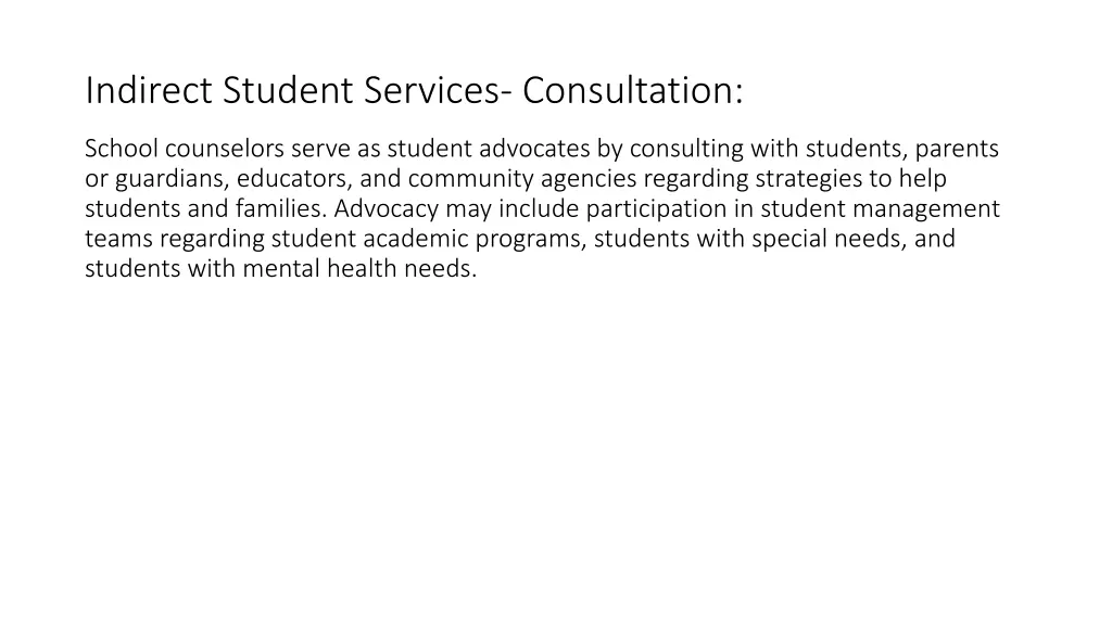 indirect student services consultation