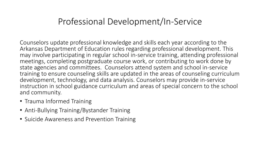 professional development in service
