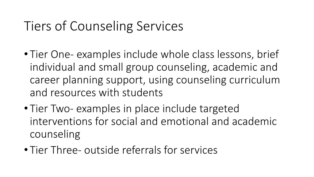 tiers of counseling services