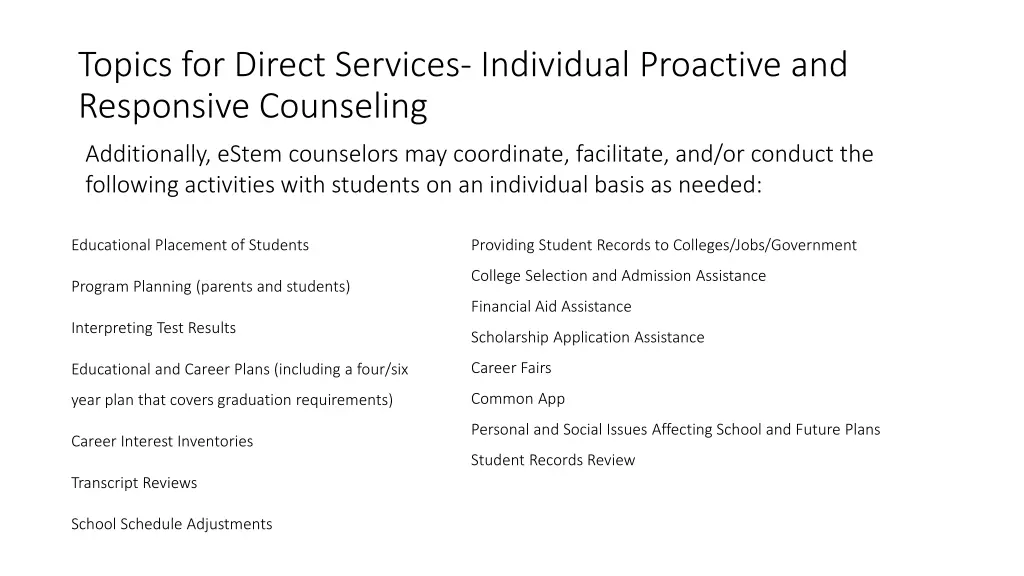 topics for direct services individual proactive 1
