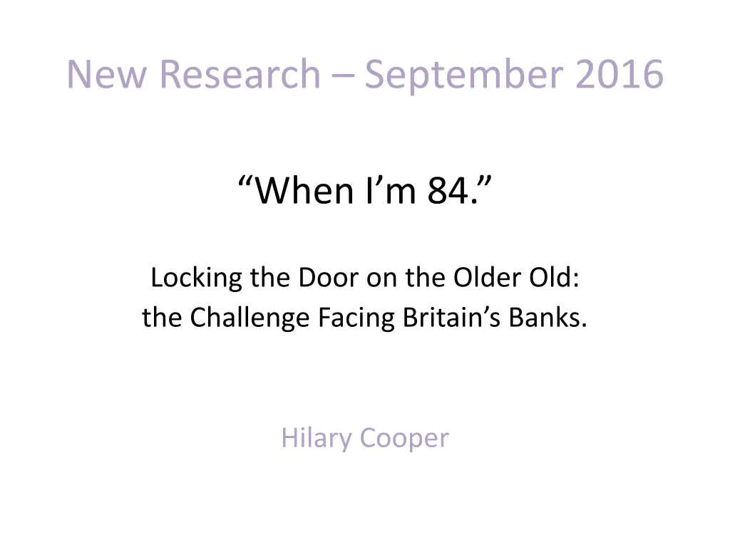 new research september 2016